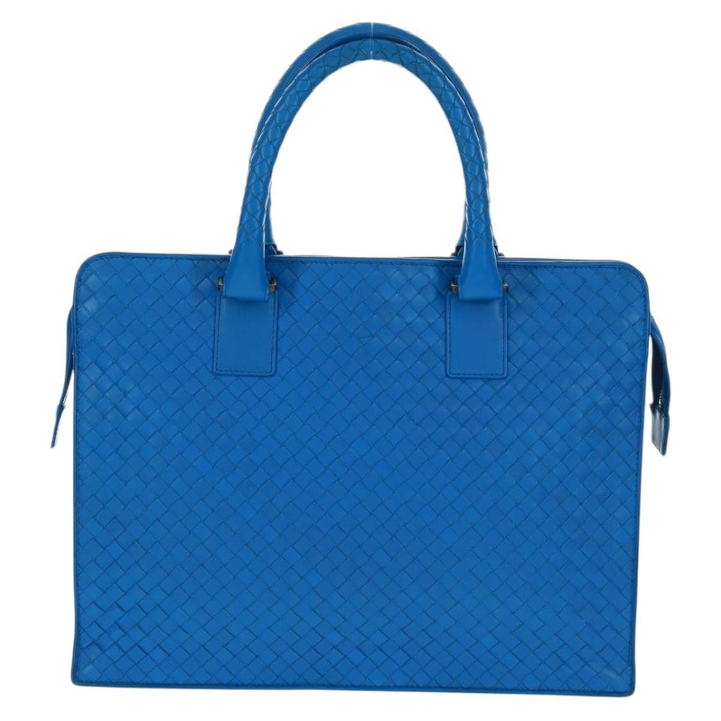 Bottega Veneta Top Zip Briefcase Intrecciato Nappa Blue Leather Briefcase Bag