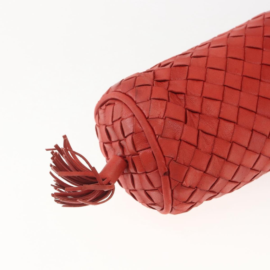 Bottega Veneta Intrecciato Clutch Bag Leather Red Leather Clutche & Pouche Bag
