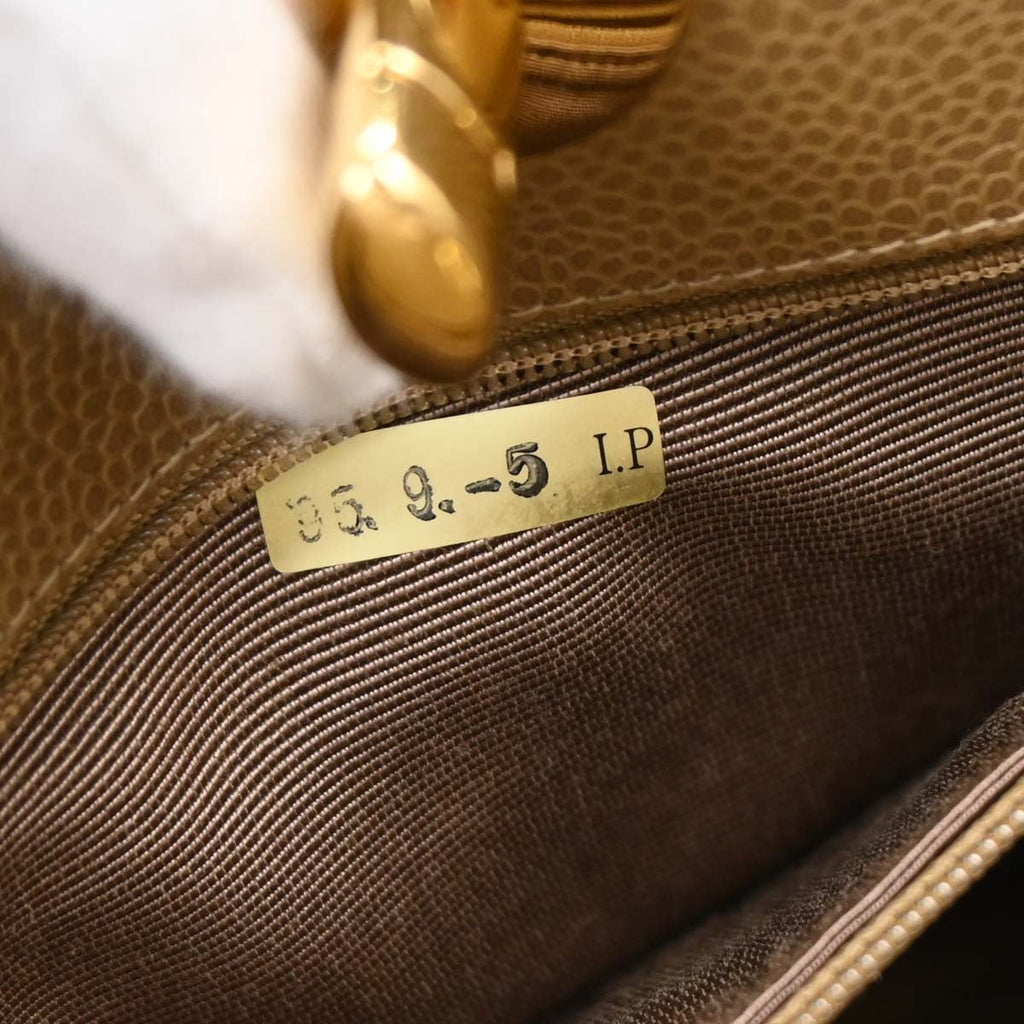 Chanel Vintage Cc Lock Pocket Tote Quilted Caviar Beige Leather Tote Bag Bag