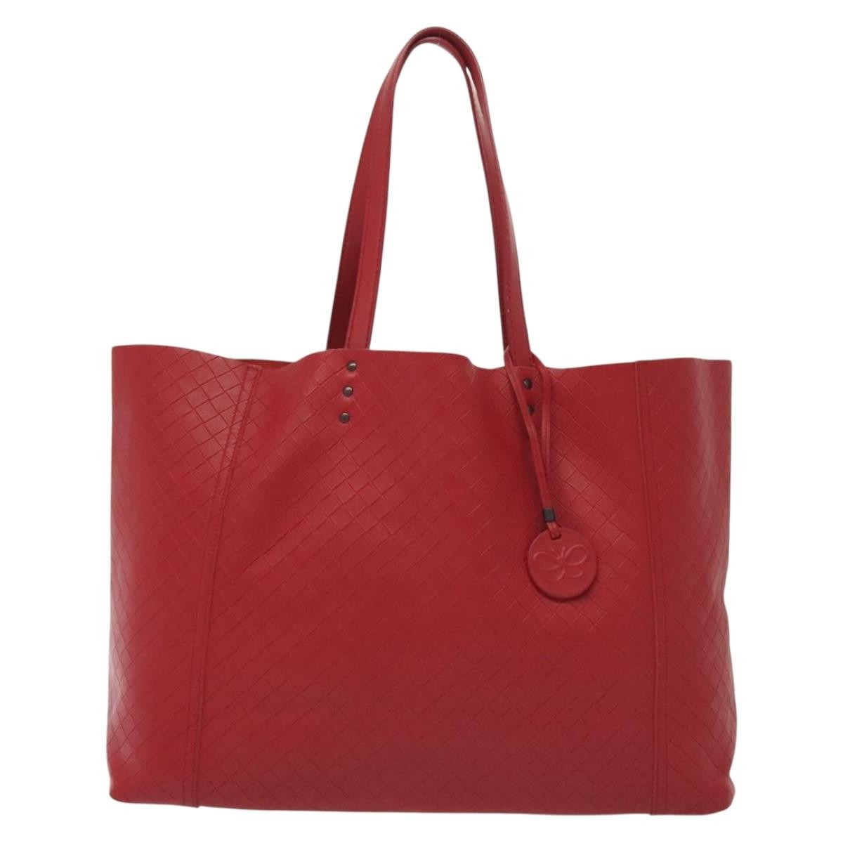 Bottega Veneta Intrecciomirage Tote Leather Red Leather Tote Bag Bag