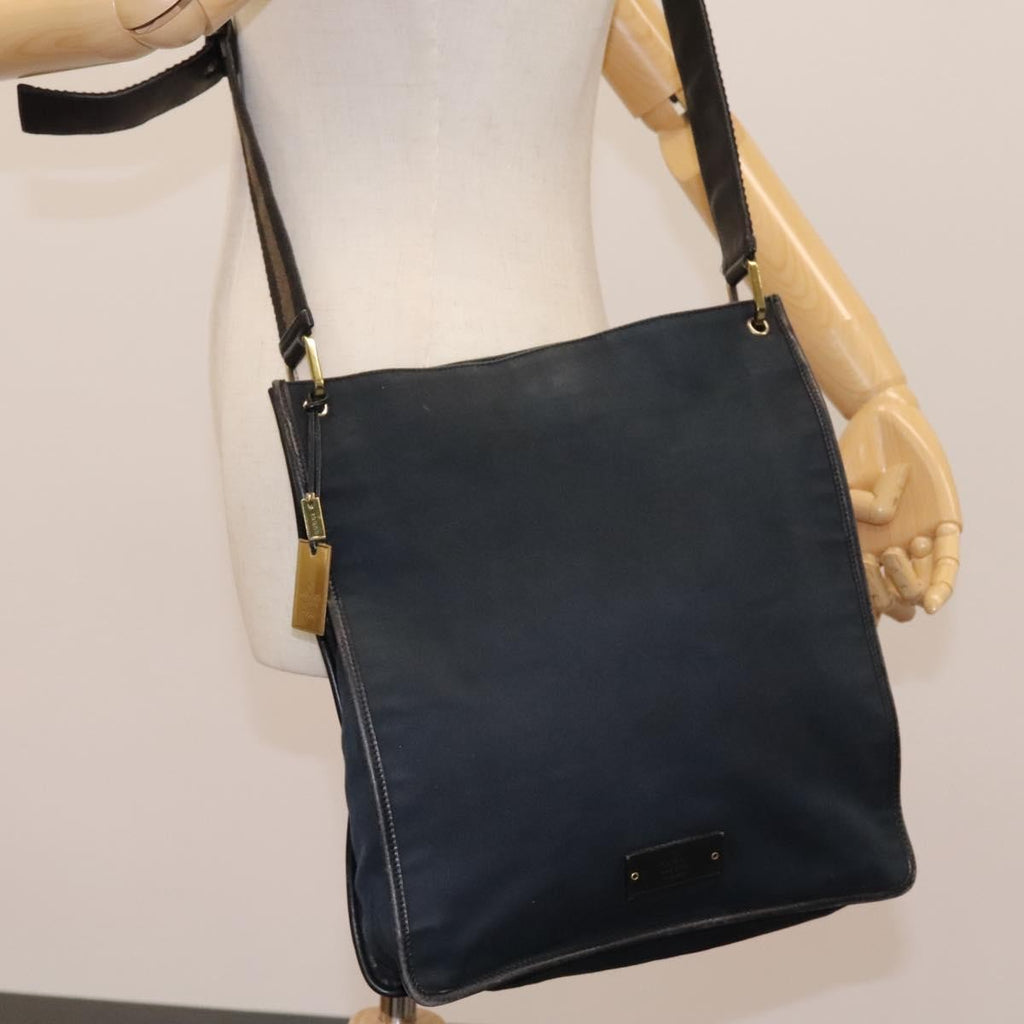 Gucci Sherry Line Shoulder Bag Canvas Black Canvas Shoulder Bag Bag (Pre-Owned)