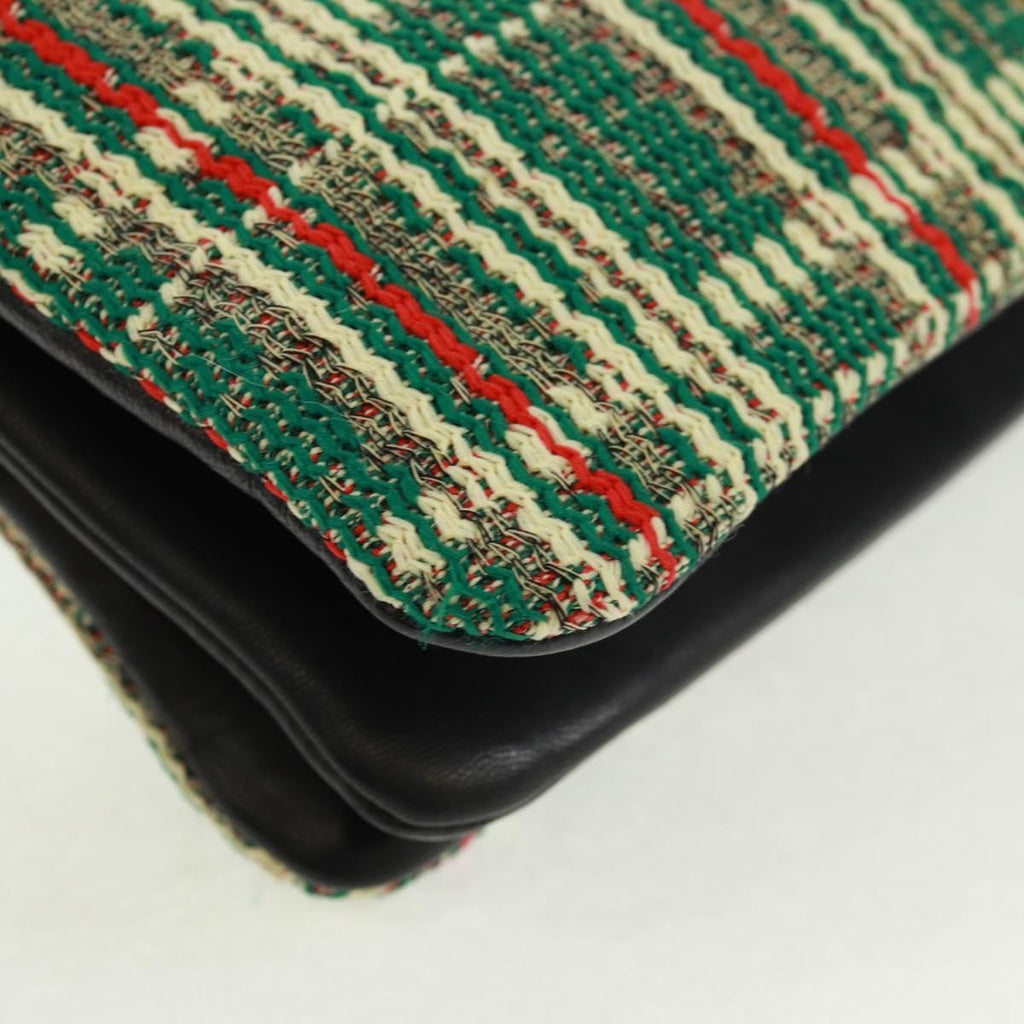 Celine Trio Crossbody Bag Tweed Green Tweed Shoulder Bag Bag
