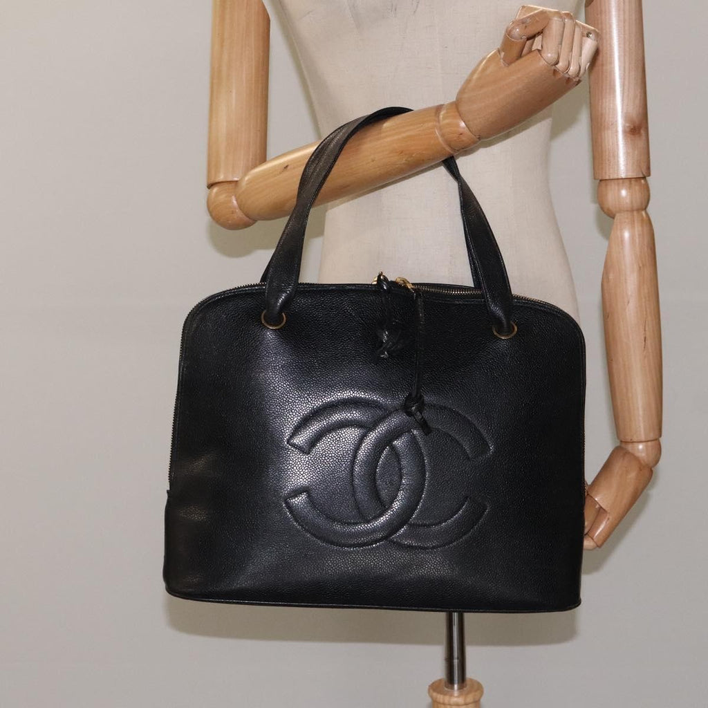 Chanel Vintage Cc Dome Bag Caviar Black Calfskin Handbag