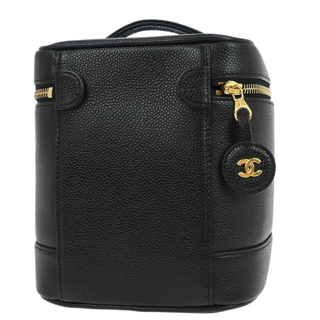 Chanel Vintage Timeless Cosmetic Case Caviar Black Leather Handbag