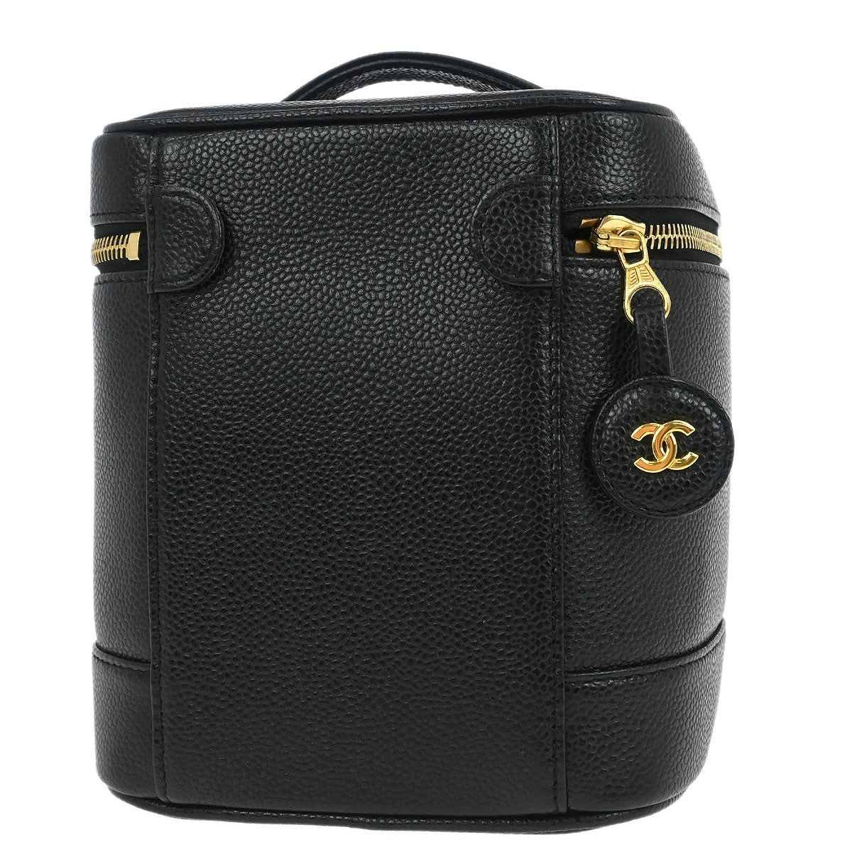 Chanel Vintage Timeless Cosmetic Case Caviar Black Leather Handbag