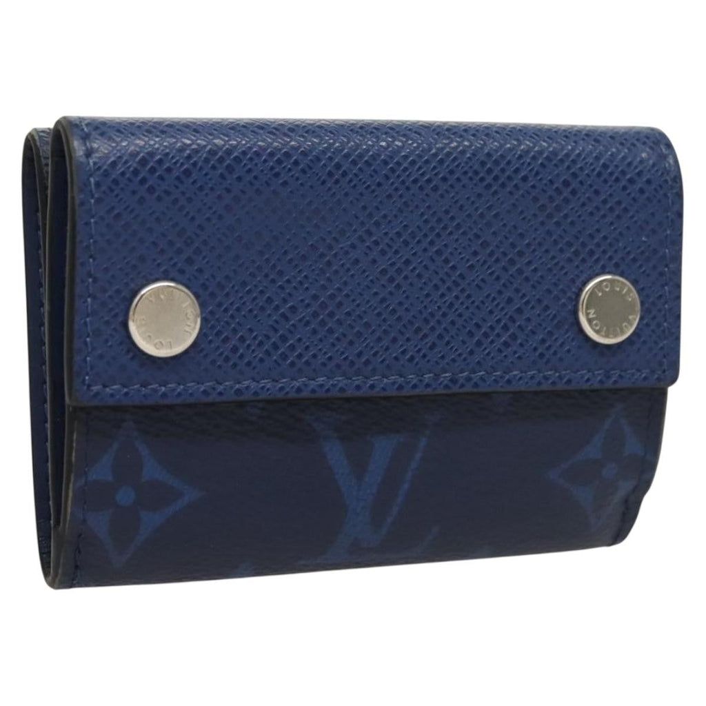 Louis Vuitton Discovery Wallet Monogram Taigarama Blue Leather Wallets Accessory