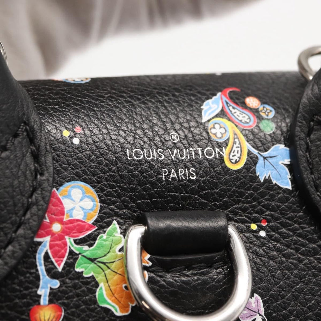 Louis Vuitton Lockme Backpack Floral Printed Leather Black Leather Backpack Bag