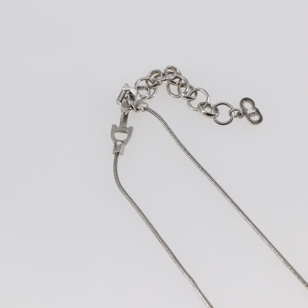 Christian Dior Bow Cd Pendant Necklace Metal With Crystal Silver Metal Jewelry (Pre-Owned)