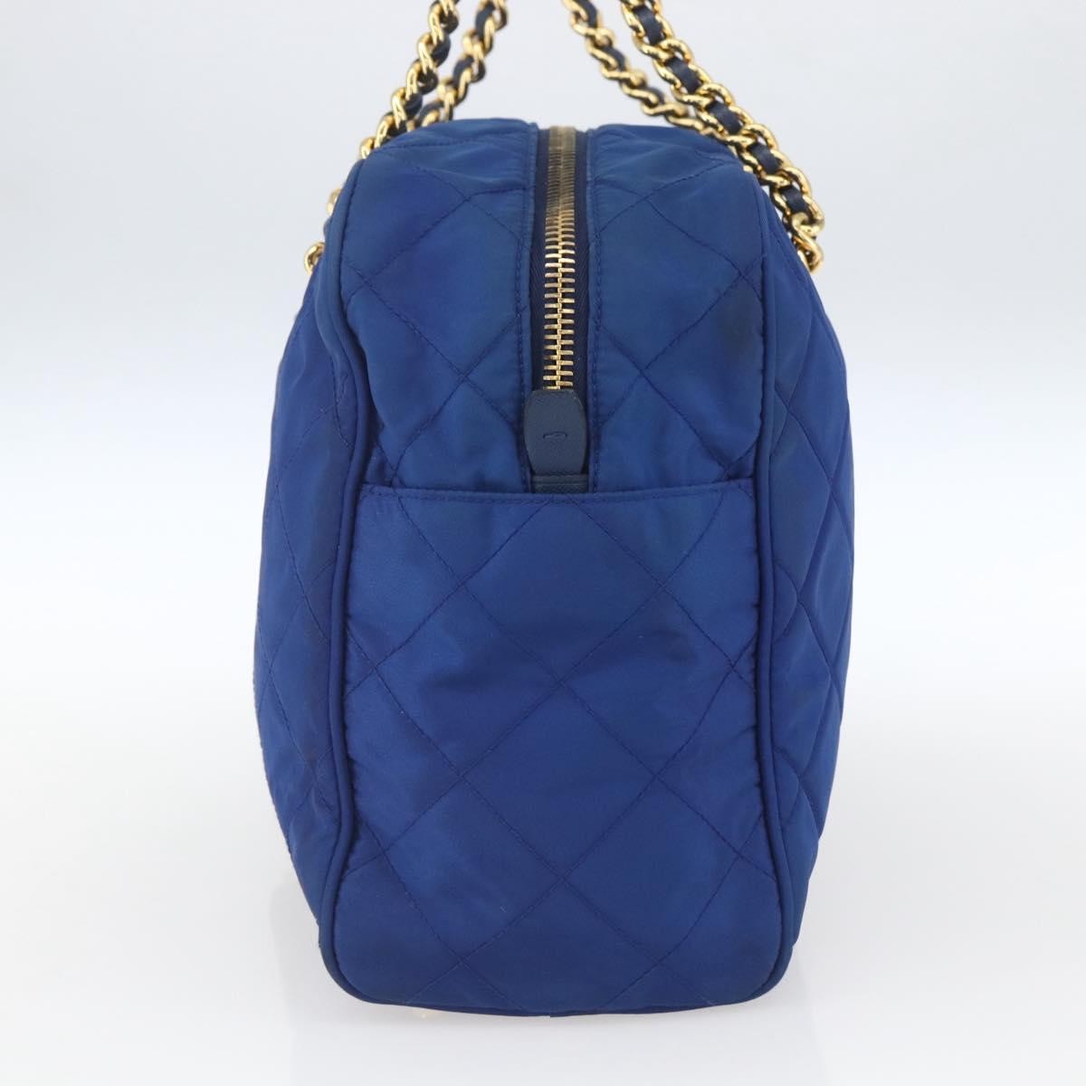 Prada Chain Shoulder Bag Quilted Tessuto Blue Nylon Shoulder Bag Bag