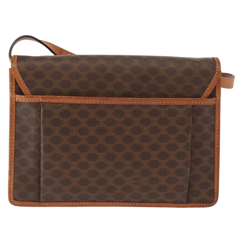 Celine Vintage Macadam Shoulder Bag Canvas And Leather Brown Canvas Shoulder Bag Bag