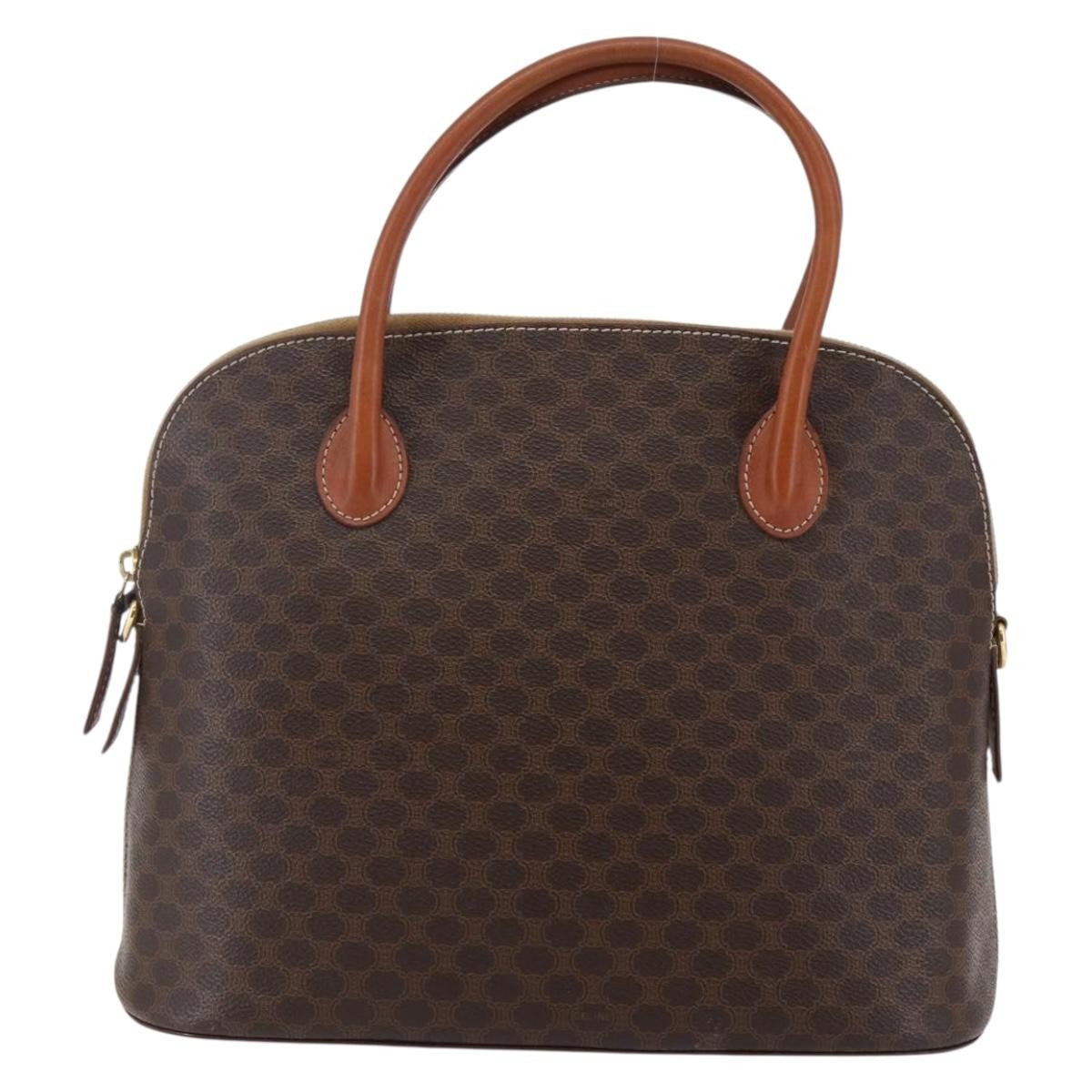 Celine Vintage Macadam Handbag Canvas Brown Canvas Handbag
