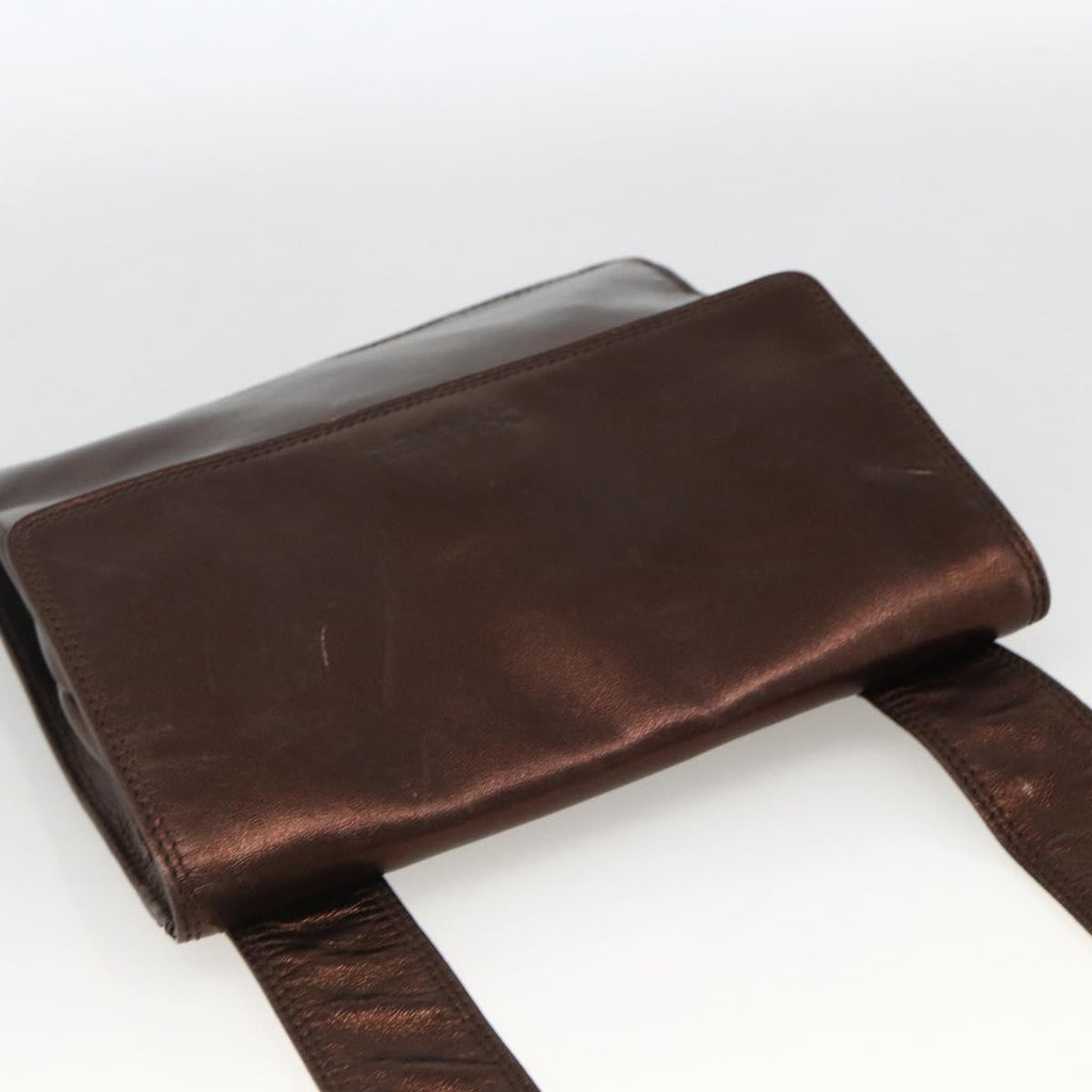 Chanel Vintage Logo Flap Messenger Bag Leather Brown Leather Shoulder Bag Bag