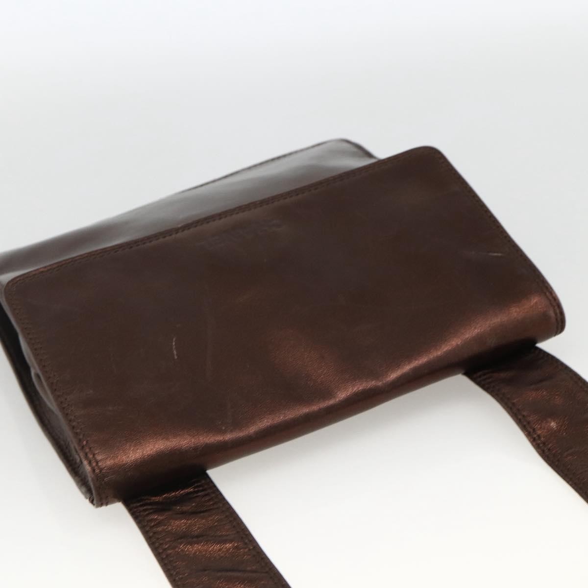 Chanel Vintage Logo Flap Messenger Bag Leather Brown Leather Shoulder Bag Bag
