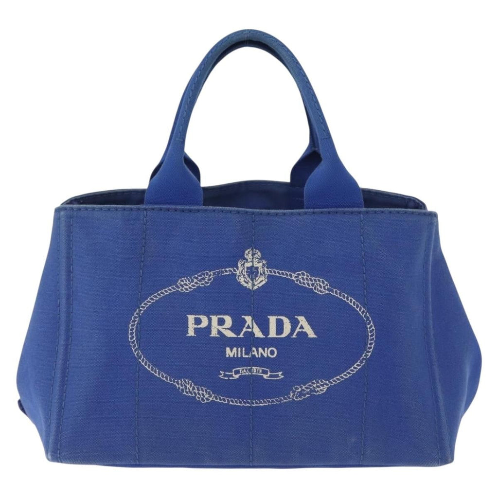 Prada Canapa Open Tote Canvas Blue Canvas Tote Bag Bag