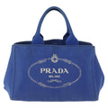 Prada Canapa Open Tote Canvas Blue Canvas Tote Bag Bag