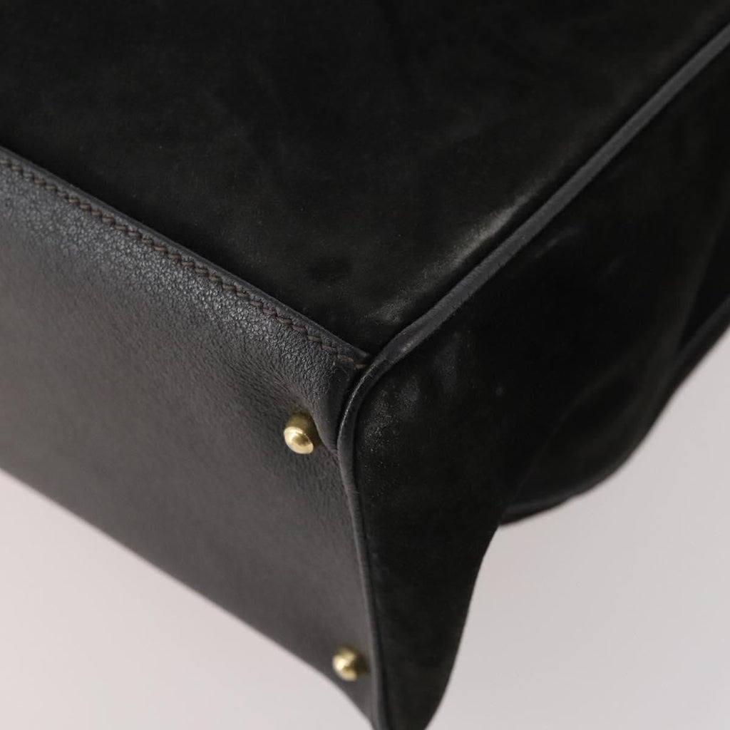 Gucci Vintage Diana Bamboo Top Handle Tote Ostrich Black Suede Tote Bag Bag (Pre-Owned)