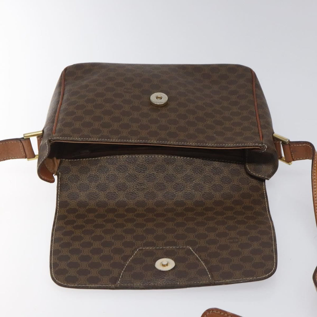 Celine Macadam Shoulder Bag Canvas Brown Canvas Shoulder Bag Bag