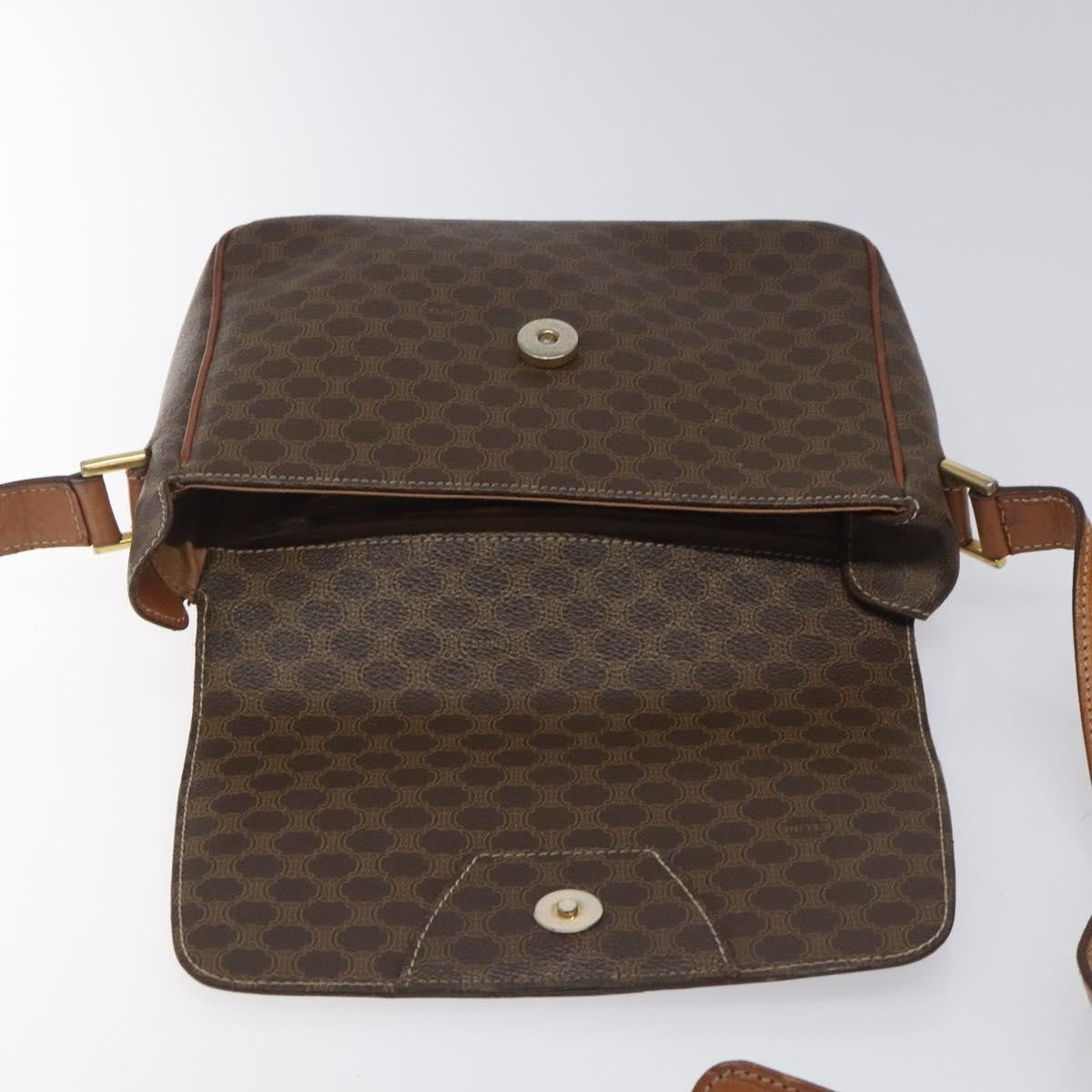 Celine Macadam Shoulder Bag Canvas Brown Canvas Shoulder Bag Bag