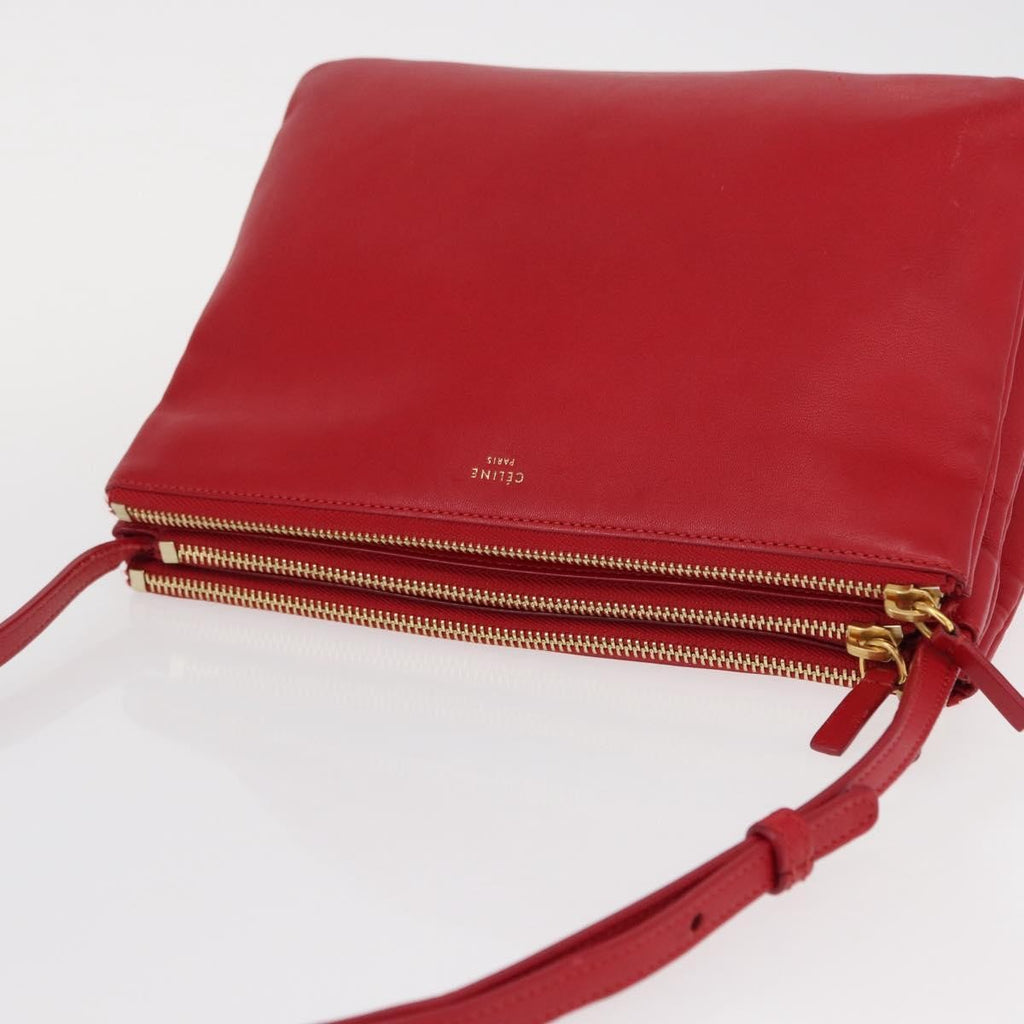 Celine Trio Crossbody Bag Leather Red Leather Shoulder Bag Bag
