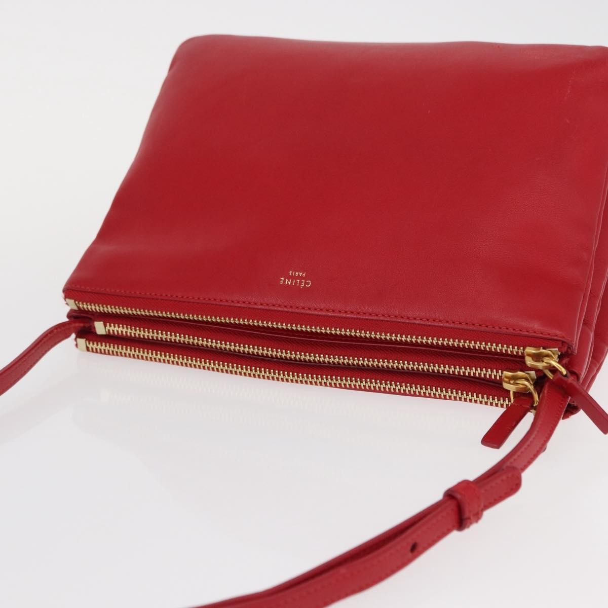 Celine Trio Crossbody Bag Leather Red Leather Shoulder Bag Bag