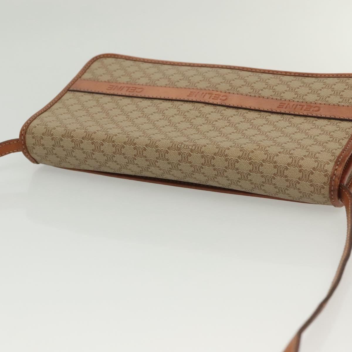 Celine Vintage Macadam Shoulder Bag Canvas And Leather Beige Canvas Bag