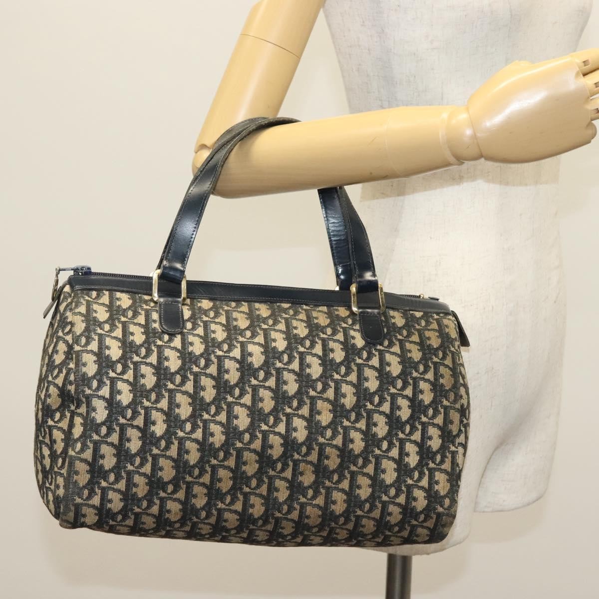 Christian Dior Vintage Trotter Boston Bag Diorissimo Canvas Navy Canvas Bag (Pre-Owned)