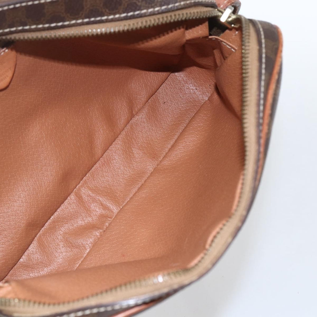 Celine Vintage Macadam Shoulder Bag Canvas Brown Canvas Shoulder Bag Bag