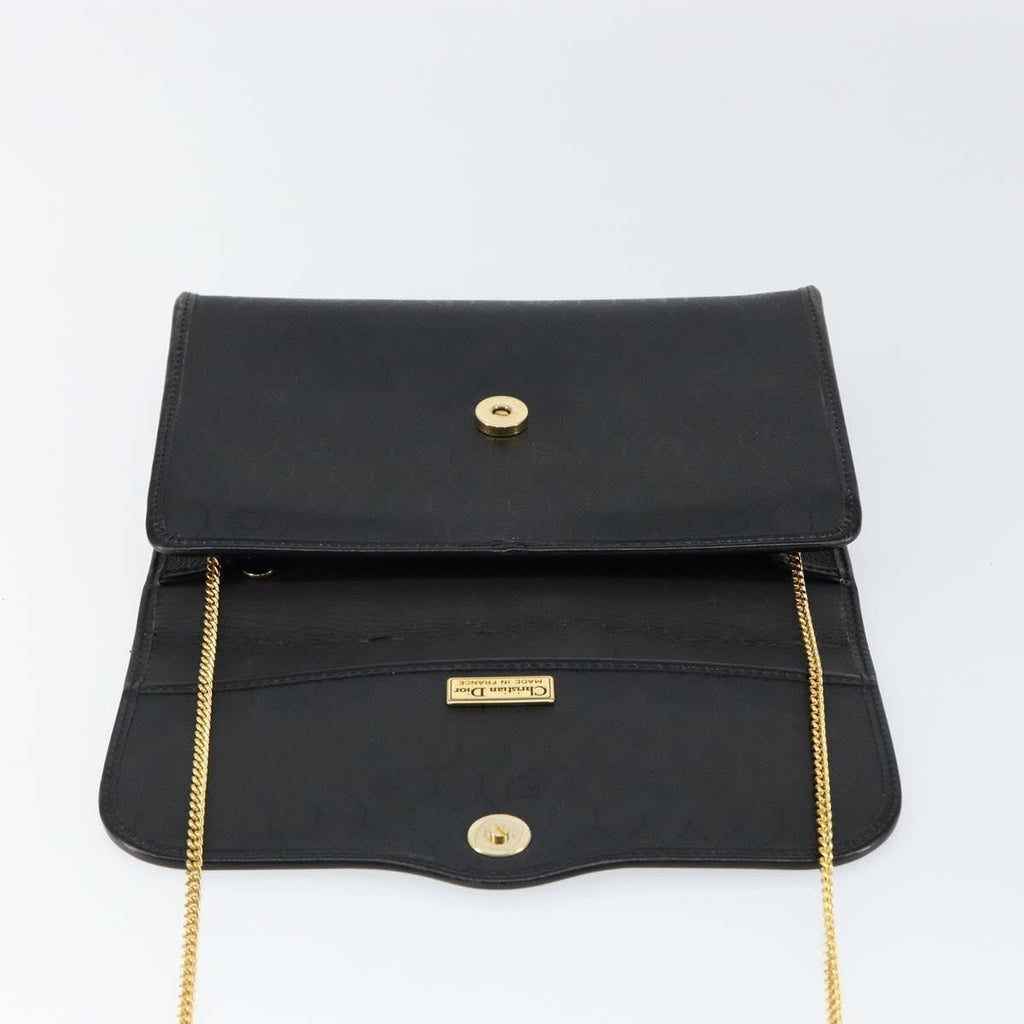 Christian Dior Vintage Honeycomb Flap Crossbody Bag Coated Canvas Black Canvas Shoulder Bag Bag (Pre-Owned)