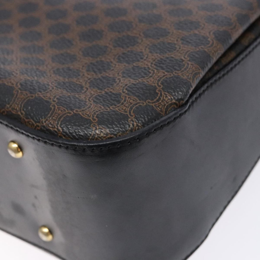 Celine Vintage Convertible Top Handle Bag Macadam Coated Canvas Black Canvas Handbag