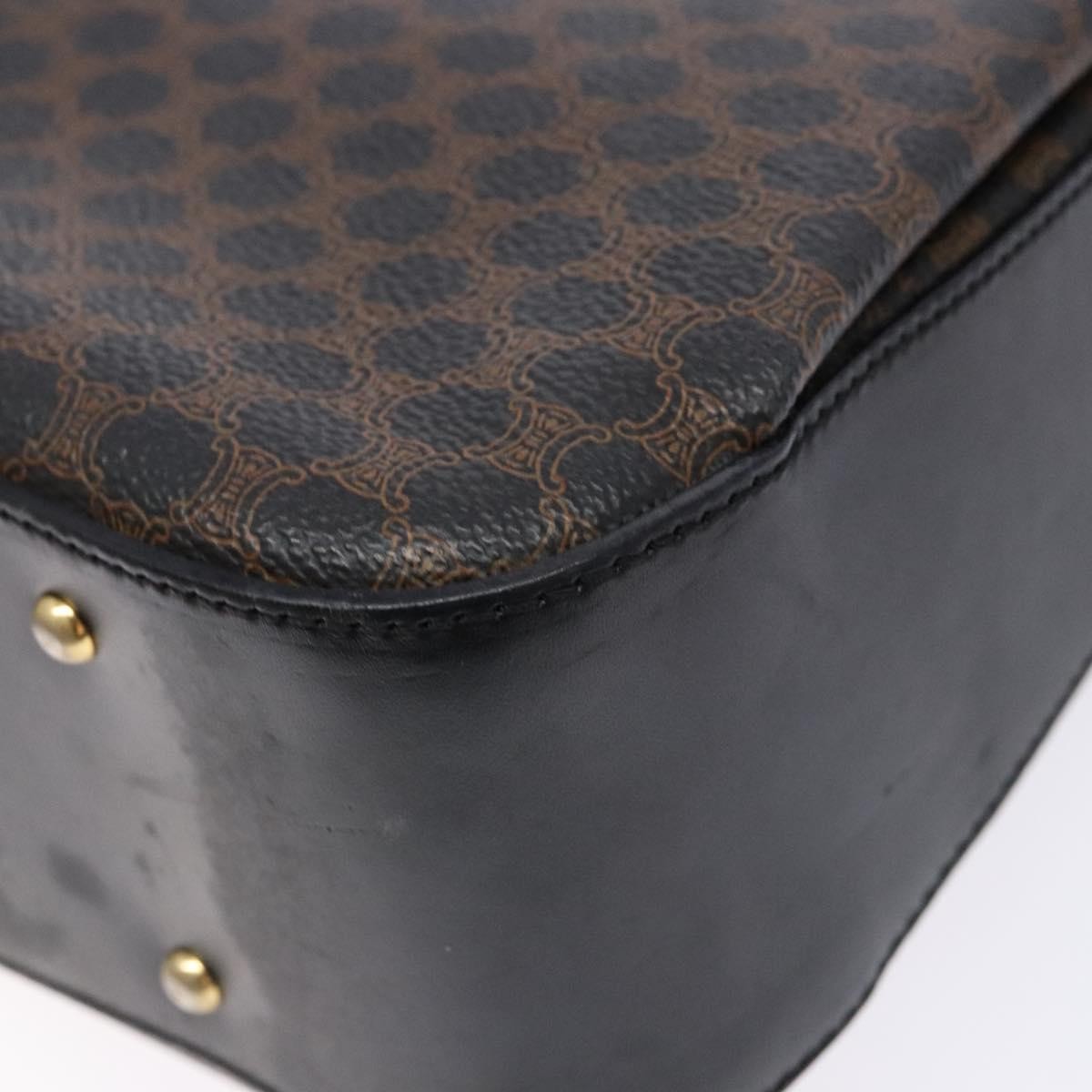 Celine Vintage Convertible Top Handle Bag Macadam Coated Canvas Black Canvas Handbag