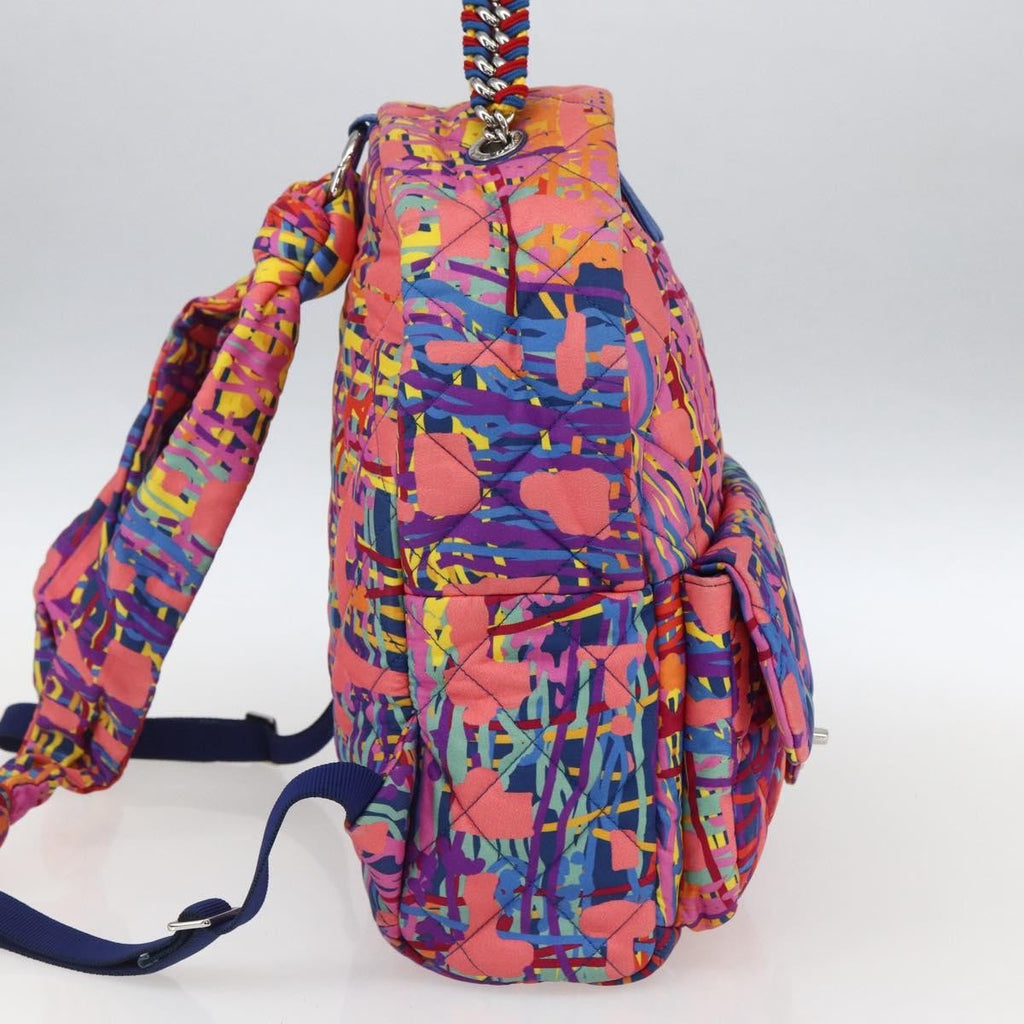 Chanel Cc Pocket Backpack Quilted Printed Foulard Multicolour Nylon Backpack Bag