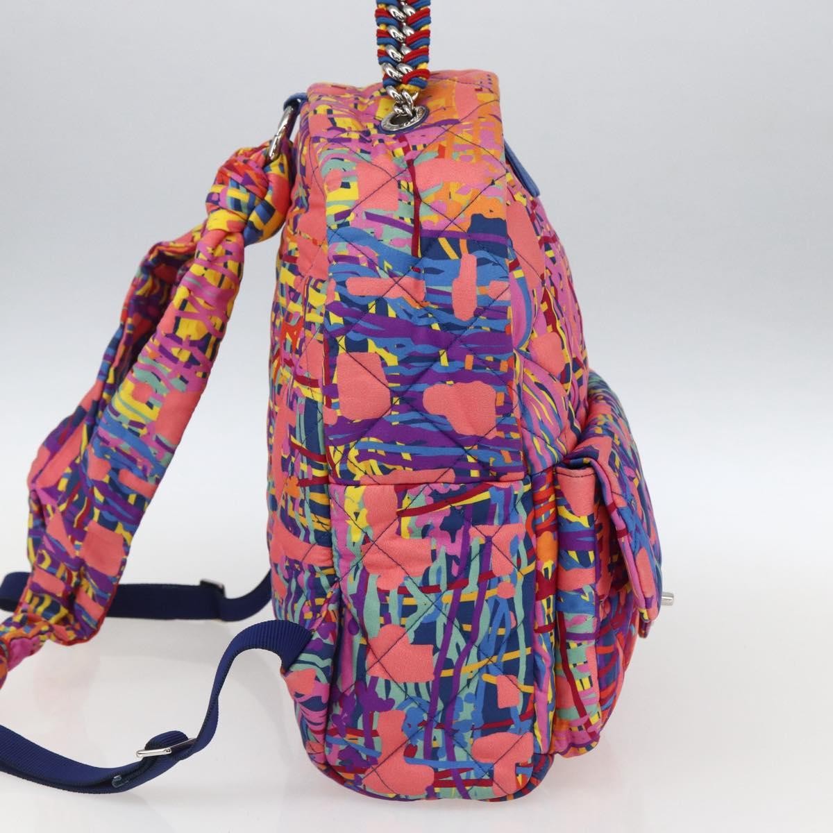 Chanel Cc Pocket Backpack Quilted Printed Foulard Multicolour Nylon Backpack Bag