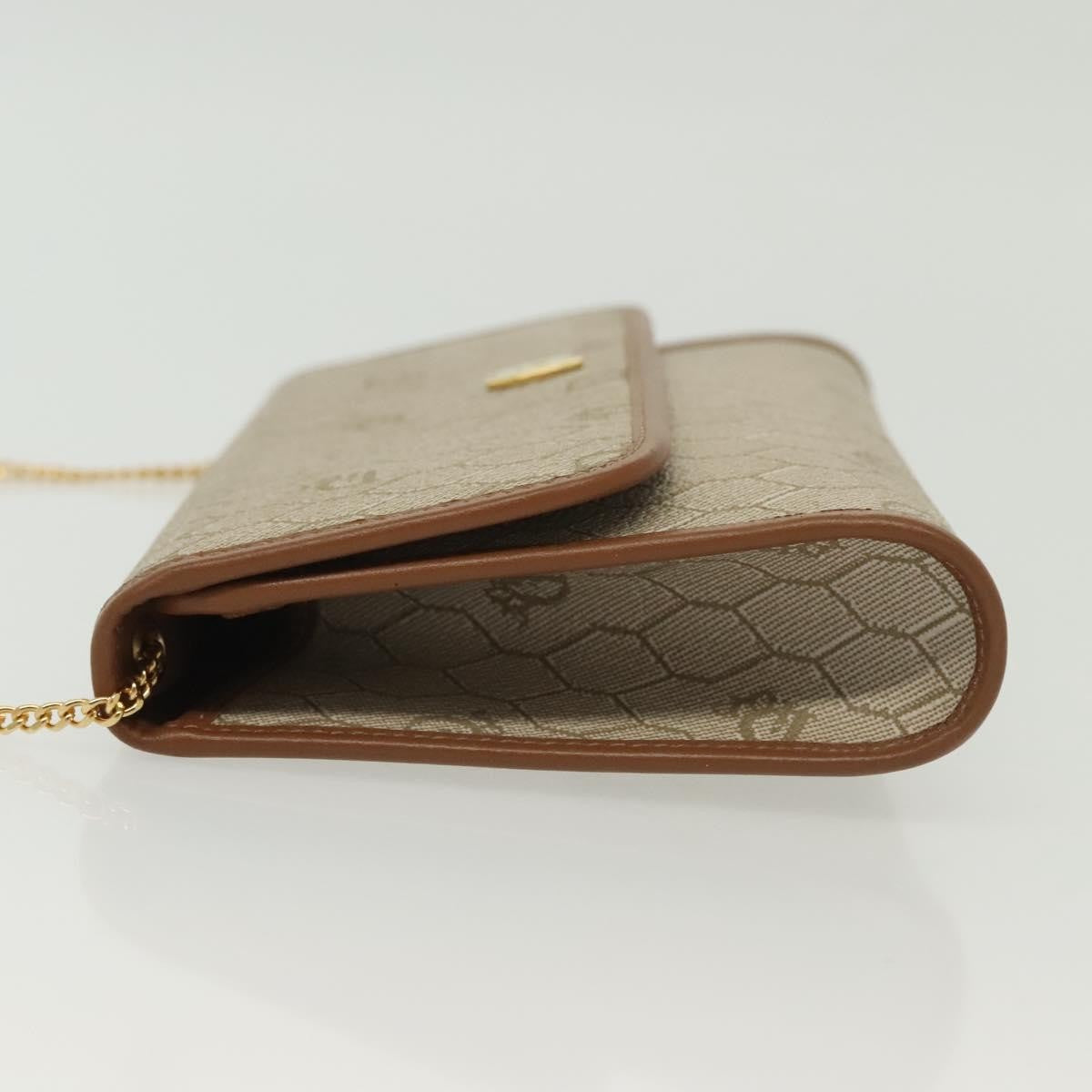 Christian Dior Vintage Honeycomb Chain Canvas Beige Canvas Bag (Pre-Owned)