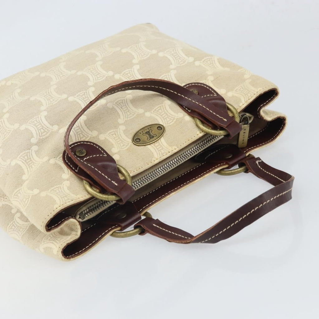 Celine Vintage Macadam Handbag Canvas And Leather Beige Canvas Handbag