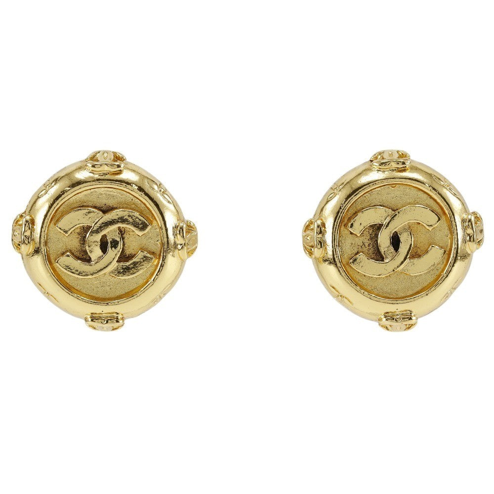 Chanel Vintage Cc Clip-On Earrings Metal Gold Gold_Plated Earrings Jewelry