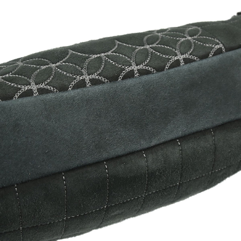 Chanel Vintage Embroidered Cc Chain Tote Quilted Suede And Shearling Black Suede Tote Bag Bag