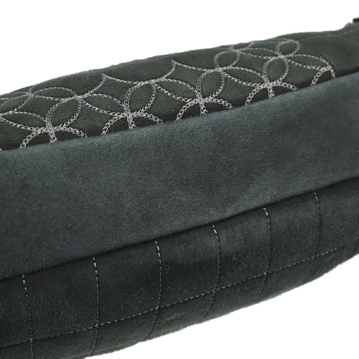 Chanel Vintage Embroidered Cc Chain Tote Quilted Suede And Shearling Black Suede Tote Bag Bag