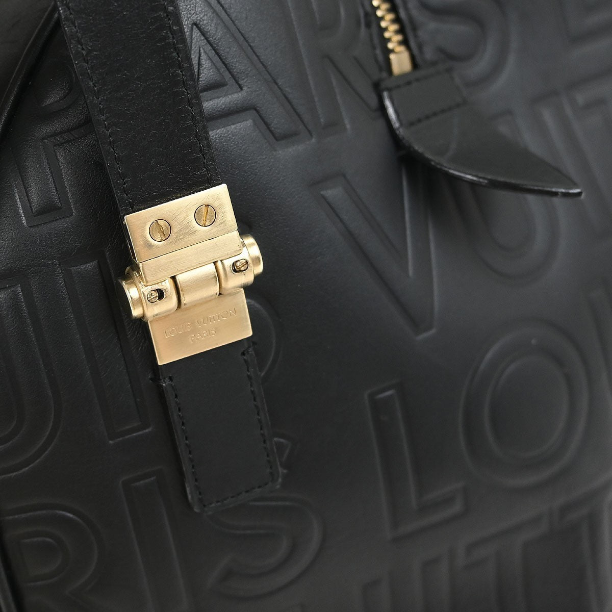 Louis Vuitton Paris Speedy Cube Bag Embossed Leather Black Leather Handbag