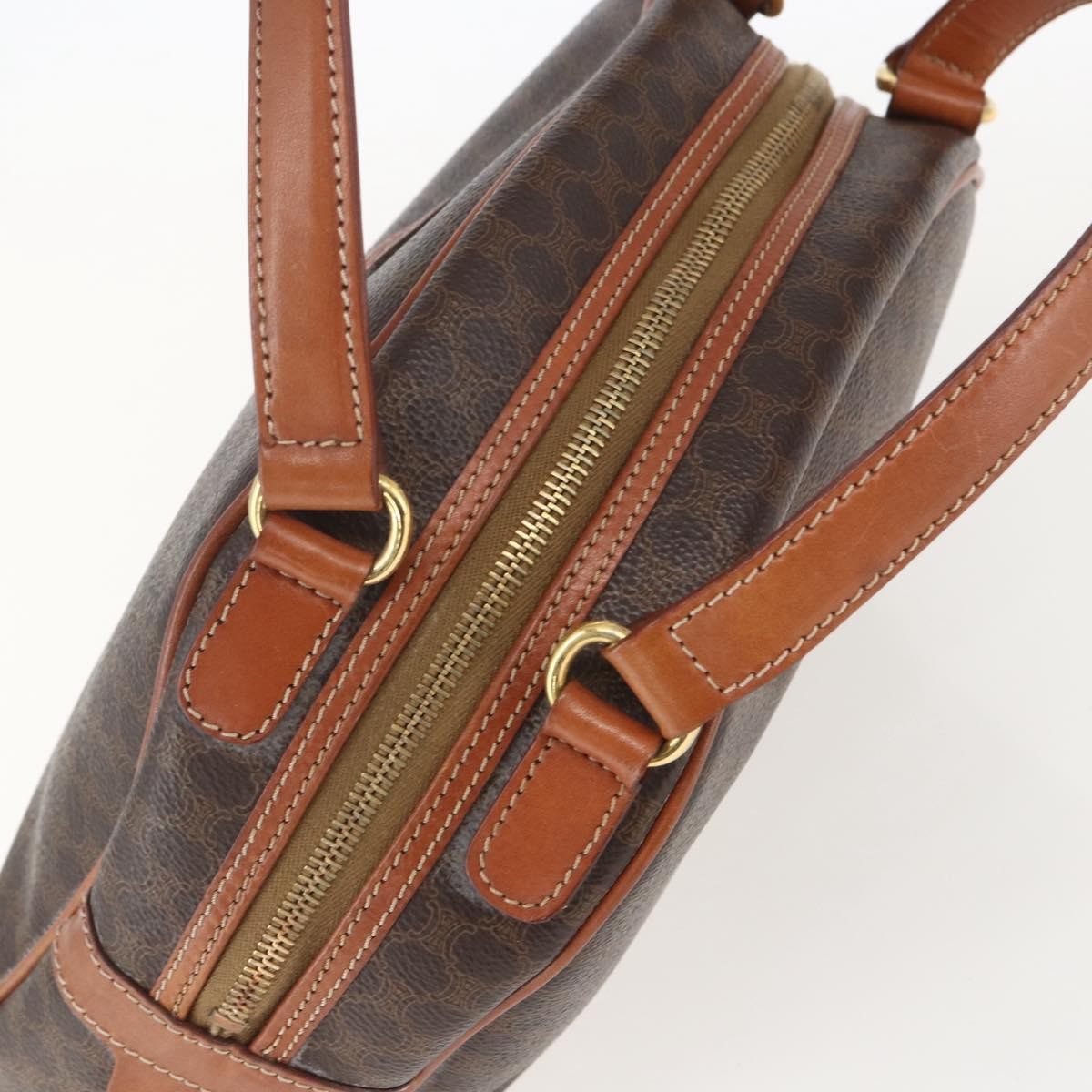 Celine Vintage Macadam Handbag Canvas And Leather Brown Canvas Handbag