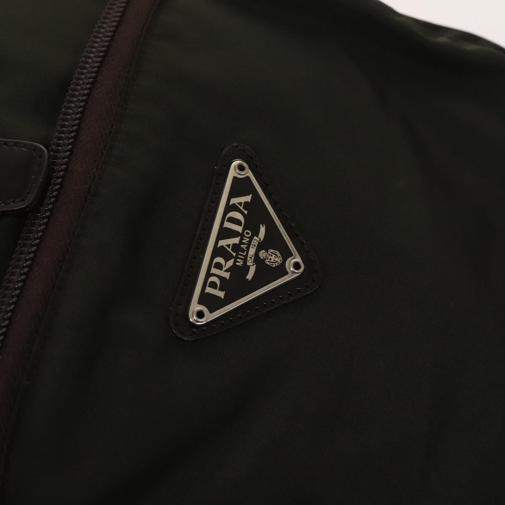Prada Front Pocket Buckle Backpack Nylon Khaki Nylon Backpack Bag