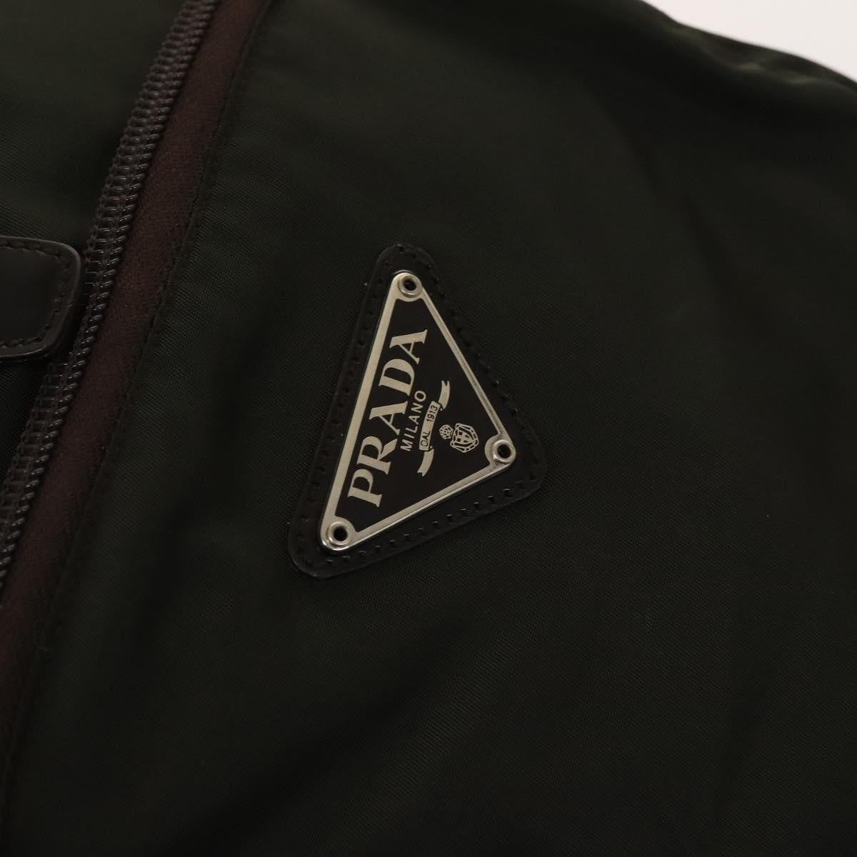 Prada Front Pocket Buckle Backpack Nylon Khaki Nylon Backpack Bag