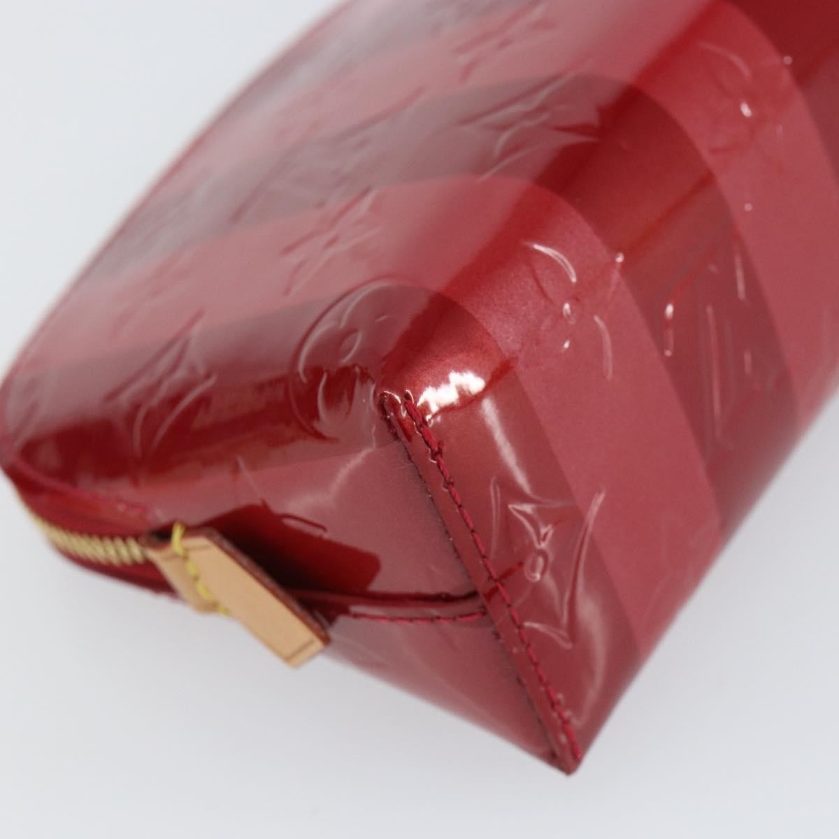 Louis Vuitton Cosmetic Pouch Limited Edition Monogram Vernis Rayures Red Patent_Leather Bag