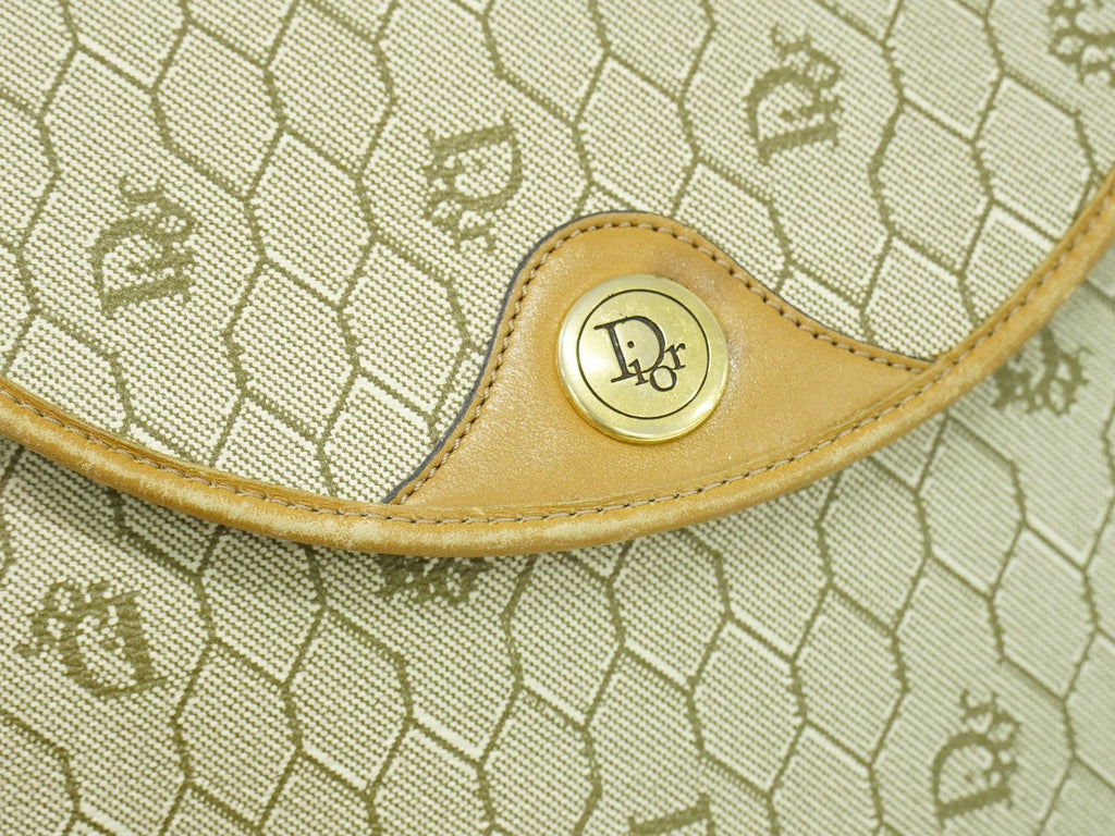 Christian Dior Vintage Honeycomb Shoulder Bag Canvas Beige Canvas Shoulder Bag Bag (Pre-Owned)