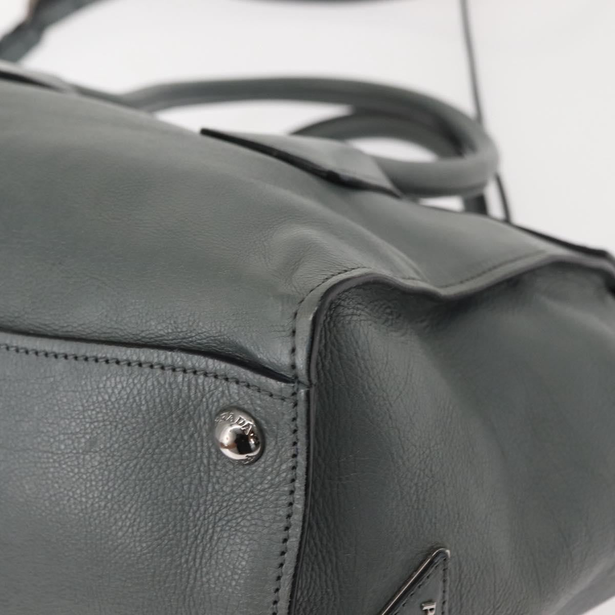Prada Twin Pocket Lock Flap Tote Glace Calf Gray Leather Tote Bag Bag