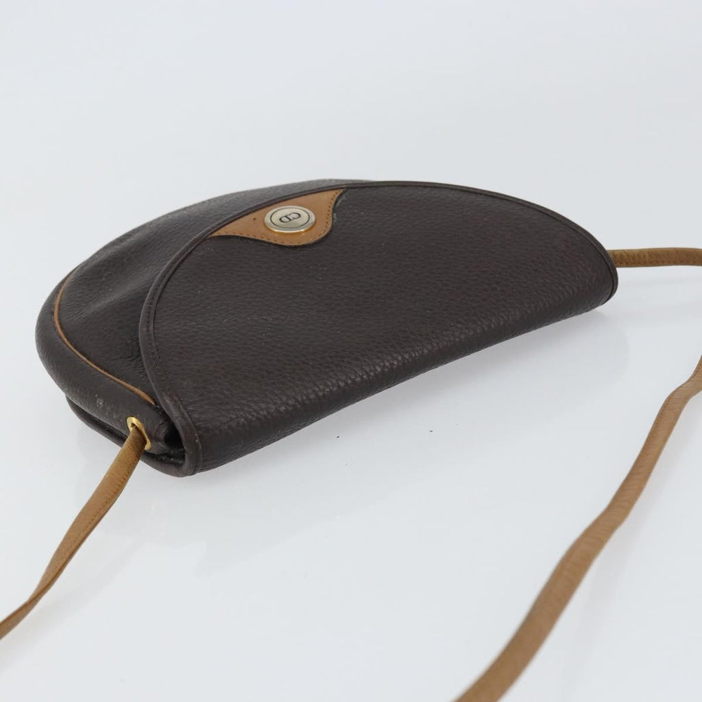 Christian Dior Vintage Cd Flap Shoulder Bag Leather Brown Leather Shoulder Bag Bag (Pre-Owned)