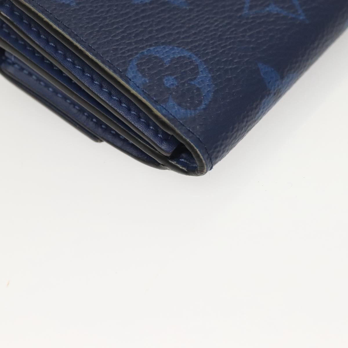 Louis Vuitton Discovery Wallet Monogram Taigarama Blue Leather Wallets Accessory