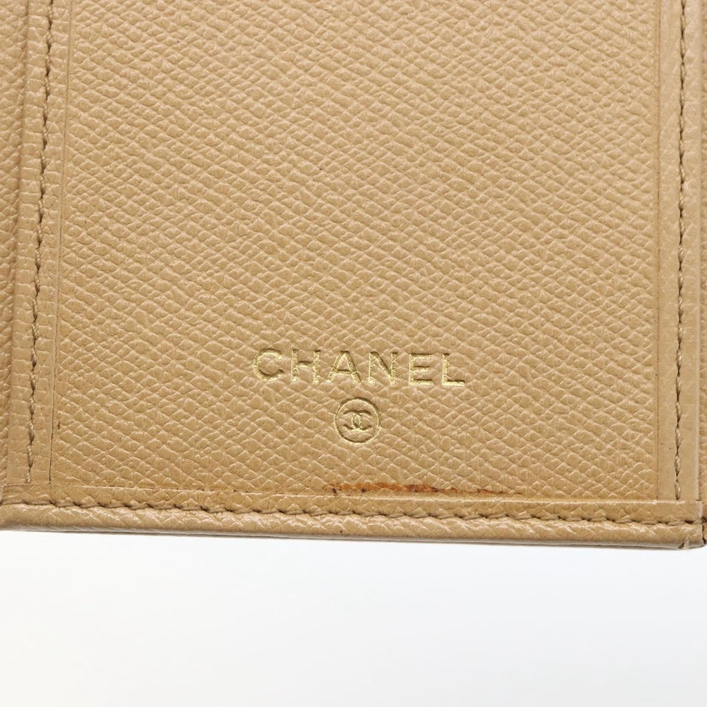 Chanel Coco Bouton Wallet Leather Beige Leather Wallets Accessory