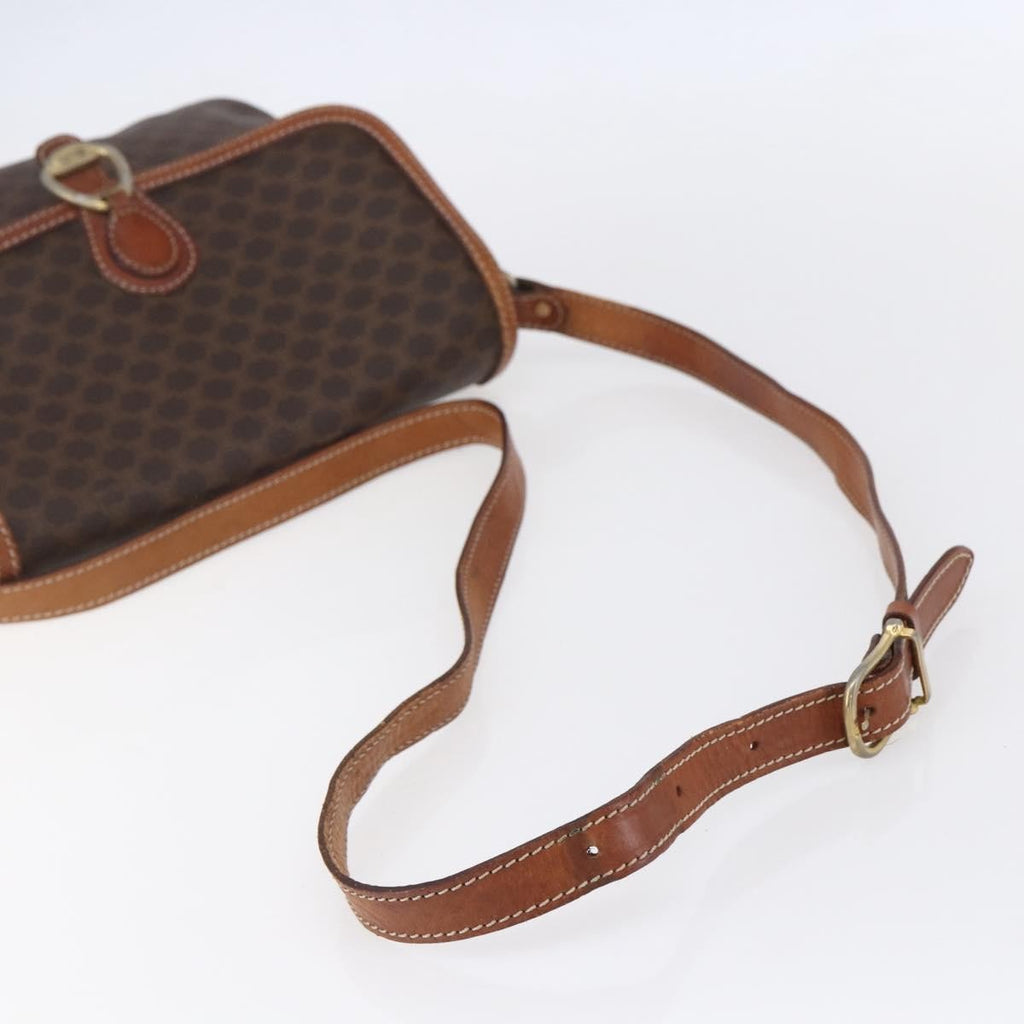 Celine Vintage Macadam Shoulder Bag Canvas And Leather Brown Canvas Shoulder Bag Bag