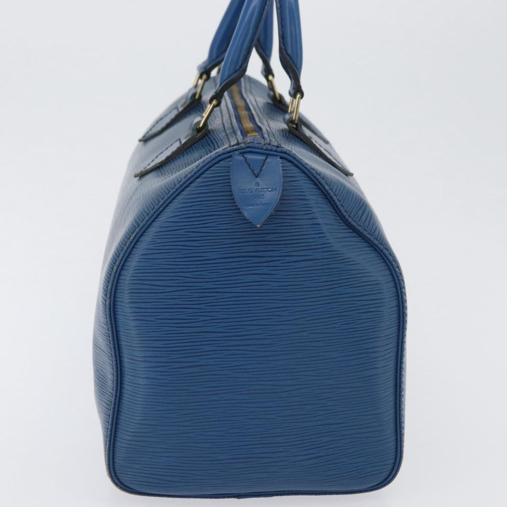 Louis Vuitton Speedy Handbag Epi Leather Blue Leather Handbag