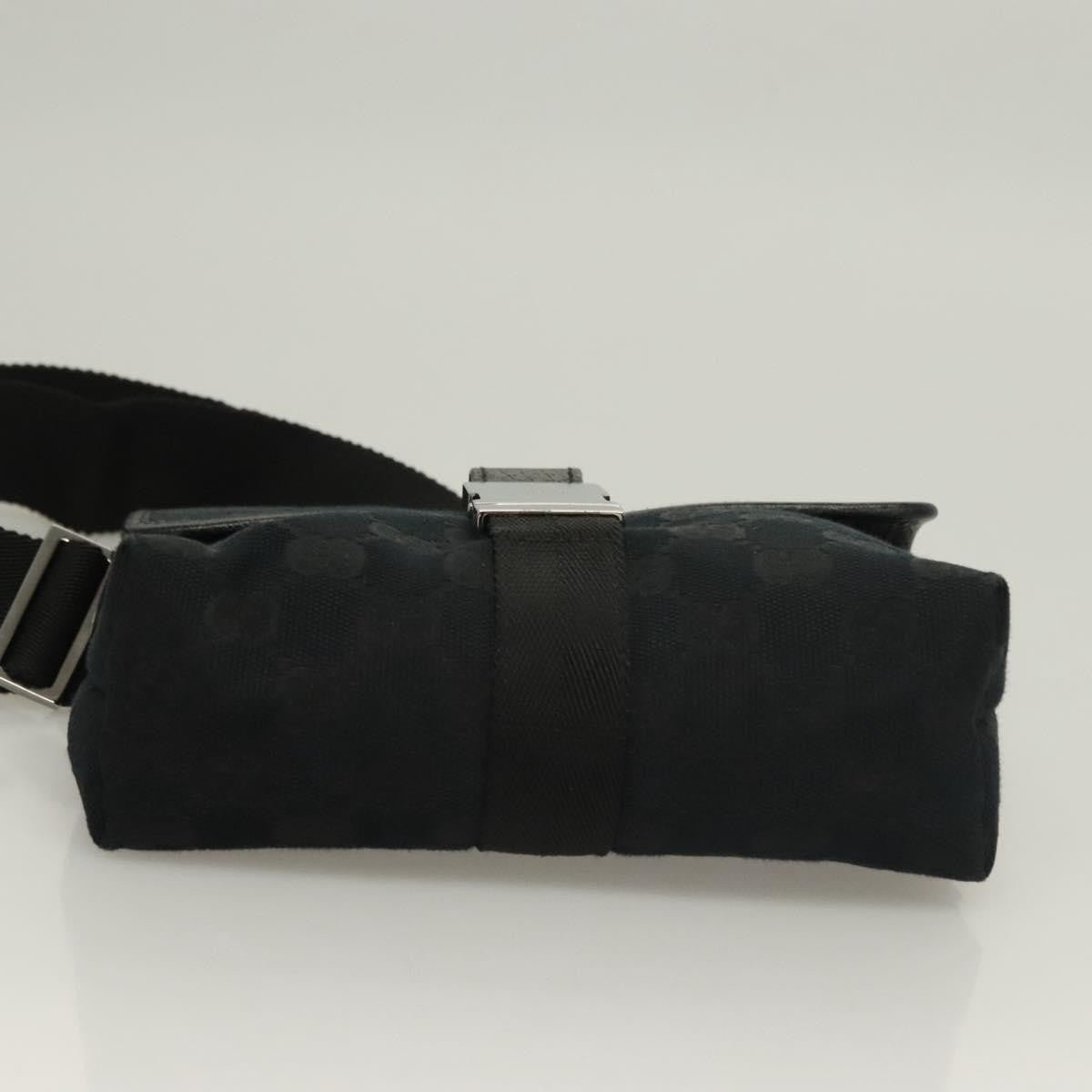 Gucci Buckle Belt Bag Gg Canvas Black Canvas Bag (Pre-Owned)